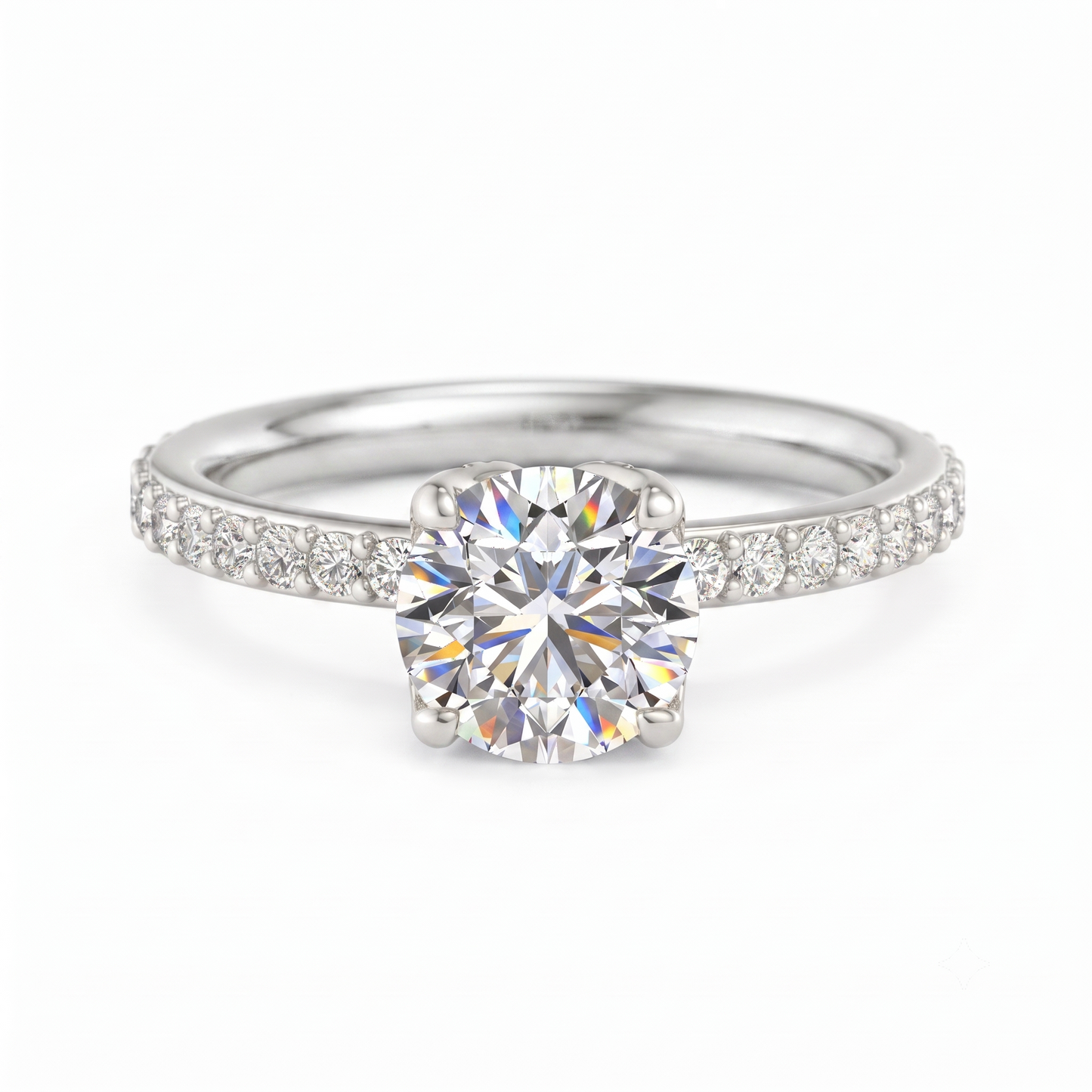 1.50CT Round Cut Lab Grown Diamond Solitaire With Accent Engagement Ring