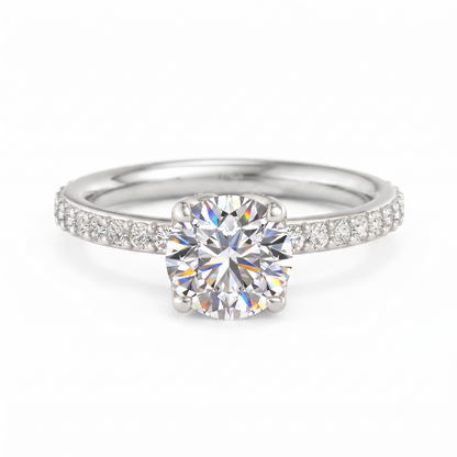 1.50CT Round Cut Lab Grown Diamond Solitaire With Accent Engagement Ring
