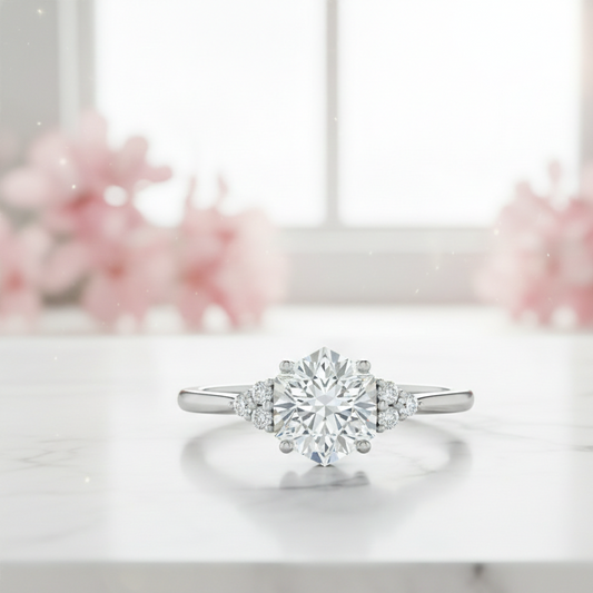 1.56ct Hexagon Cut Moissanite Engagement Ring