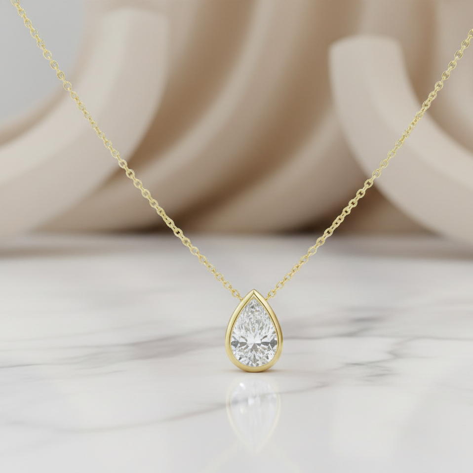 0.500ct Pear Lab-Grown Solitaire Necklace
