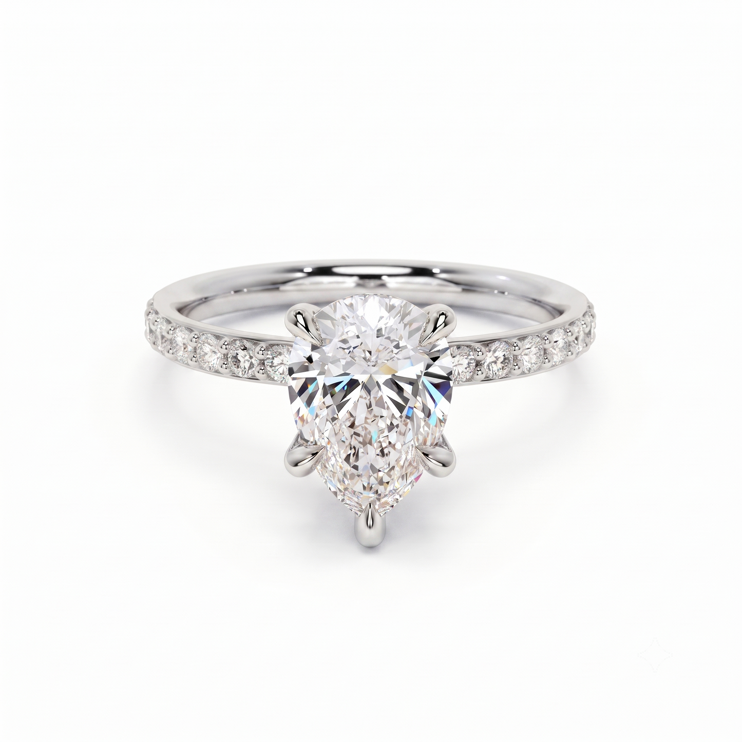 1.150 CT Pear Shape Natural Diamond Engagement Ring