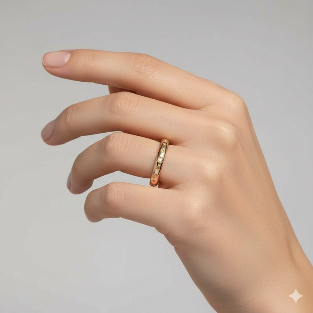 14K Solid Gold Starburst Lab Grown Diamond Ring