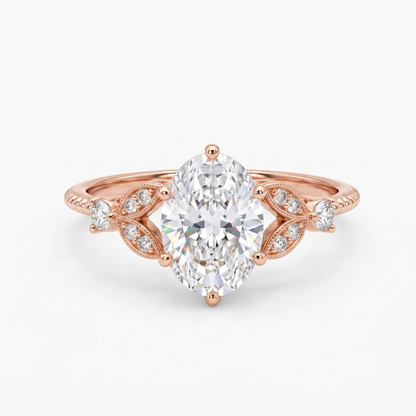 1.320 Ct Oval Lab Diamond Ring – Vintage Art-Deco Engagement Piece