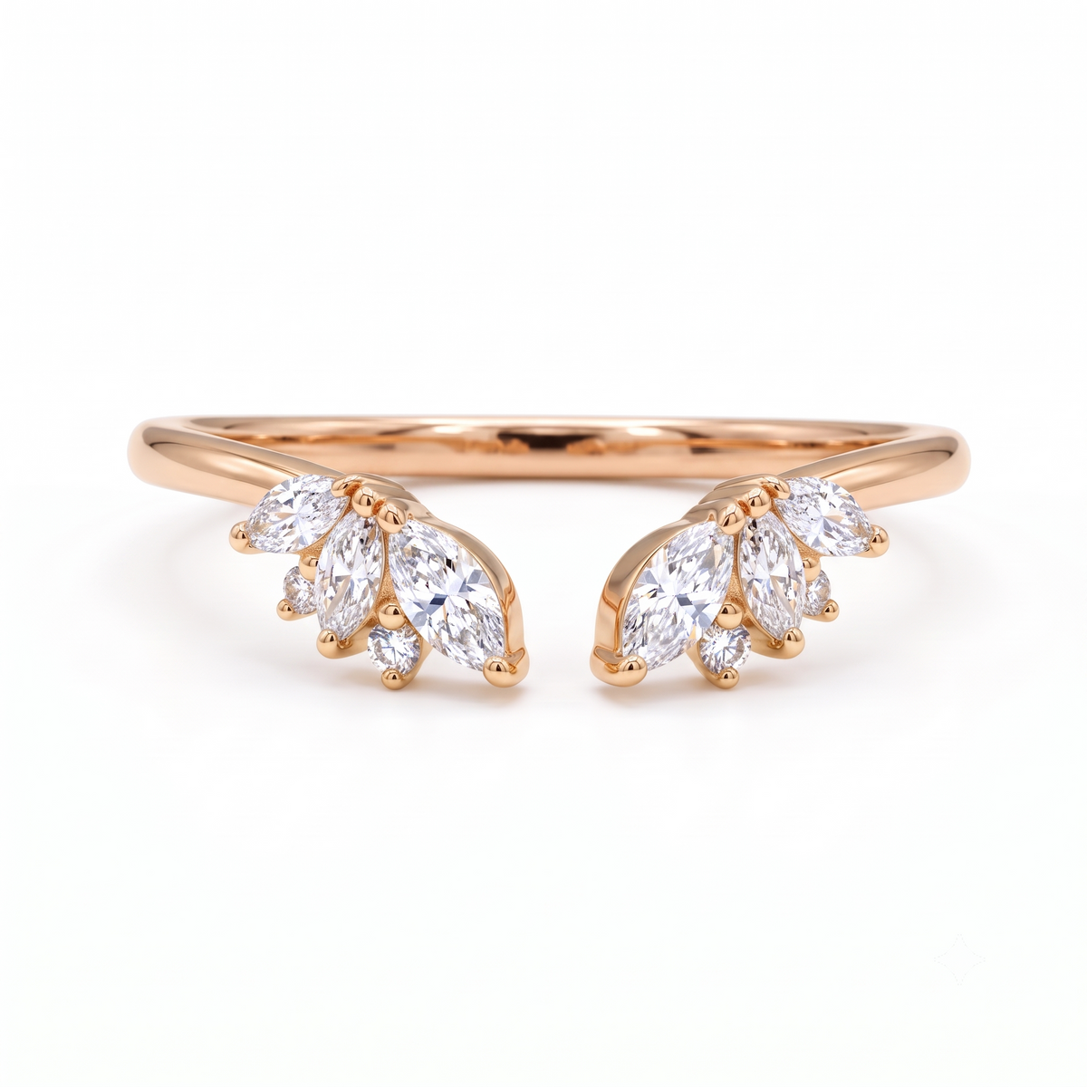 0.300 ct Marquise & Round Cut Lab Grown Diamond Open Curved Wedding Band