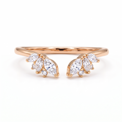 0.300 ct Marquise & Round Cut Lab Grown Diamond Open Curved Wedding Band