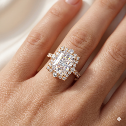 1.600 CT Radiant Cut Lab Grown Diamond Halo Engagement Ring