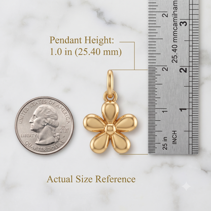 14k Gold Flower Charm Dainty Floral Pendant Necklace