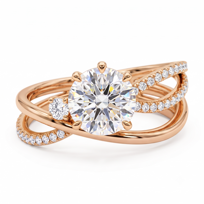1.60ct  Round Cut Lab Grown Diamond Pave Engagement Ring