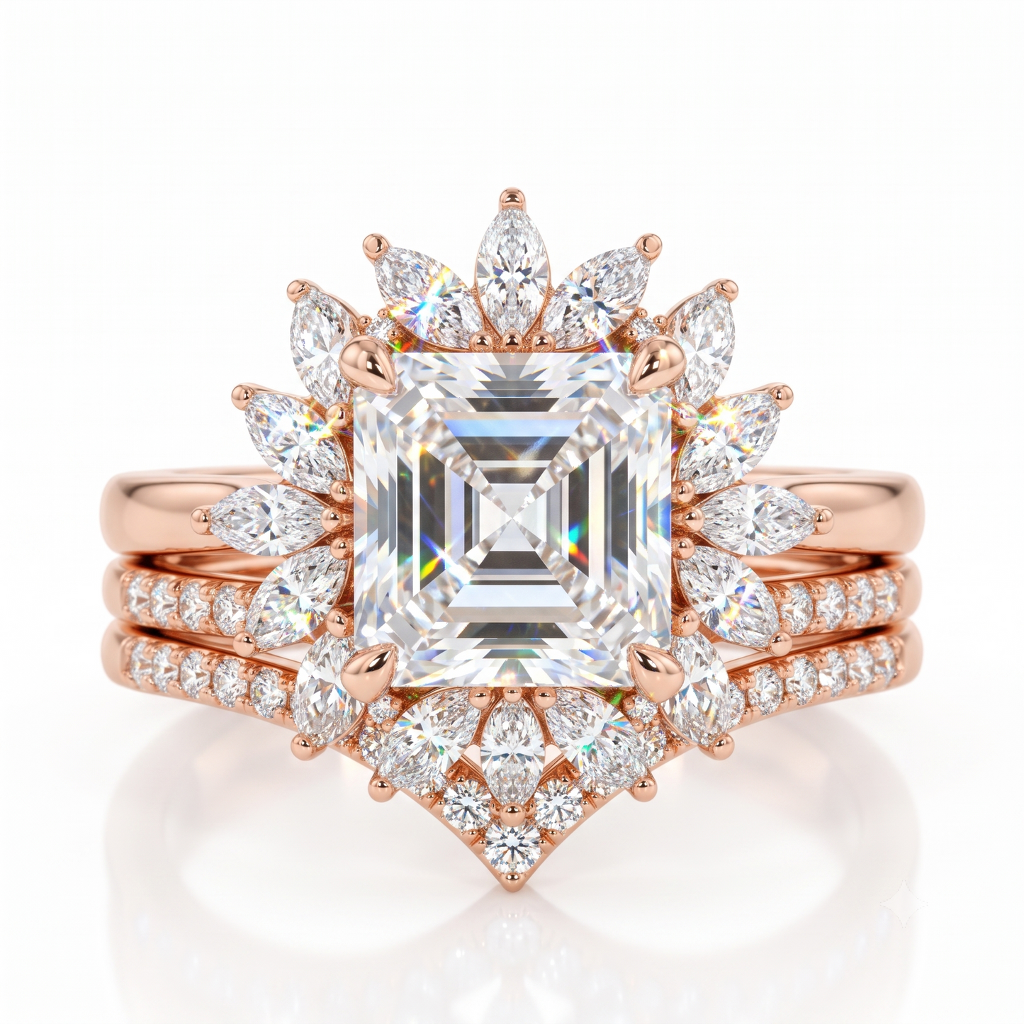 1.50 Ct Princess Cut Lab-Grown Engagement Ring Set