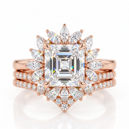 1.50 Ct Princess Cut Lab-Grown Engagement Ring Set