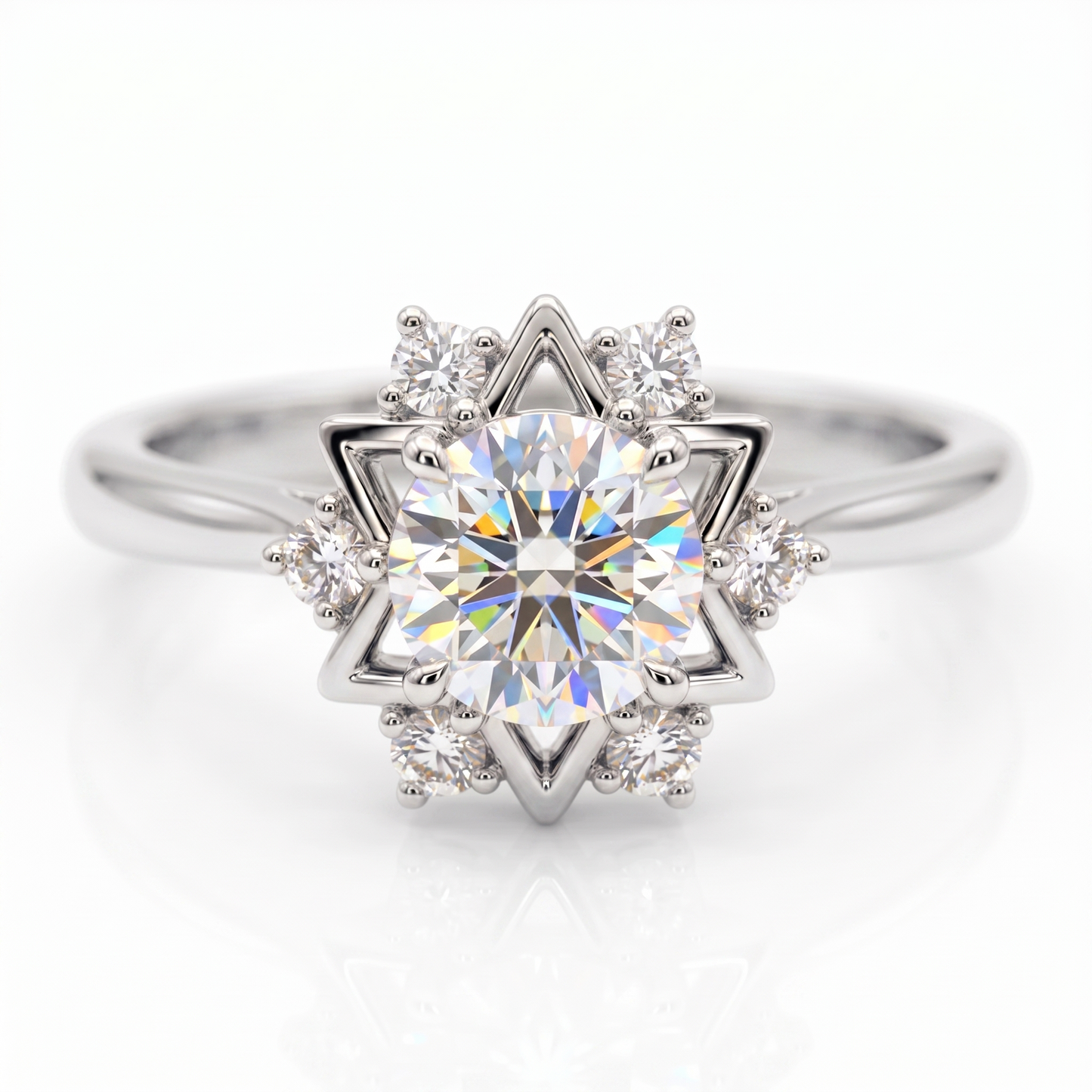 1.30ct  Round Cut Celestial Lab Grown Diamond Engagement Ring