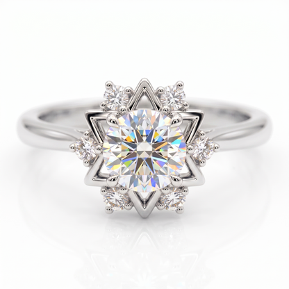1.30ct  Round Cut Celestial Lab Grown Diamond Engagement Ring