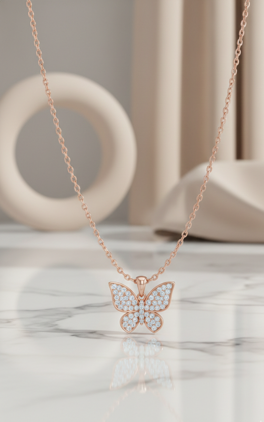 0.30 Ct Lab Grown Diamond Butterfly Pendant Necklace