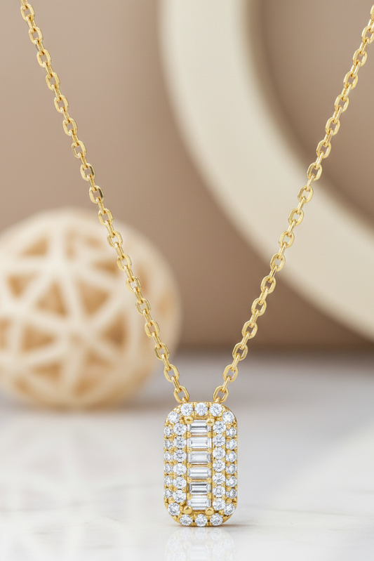 0.400 Ct Baguette Lab-Grown Diamond Pendant Necklace