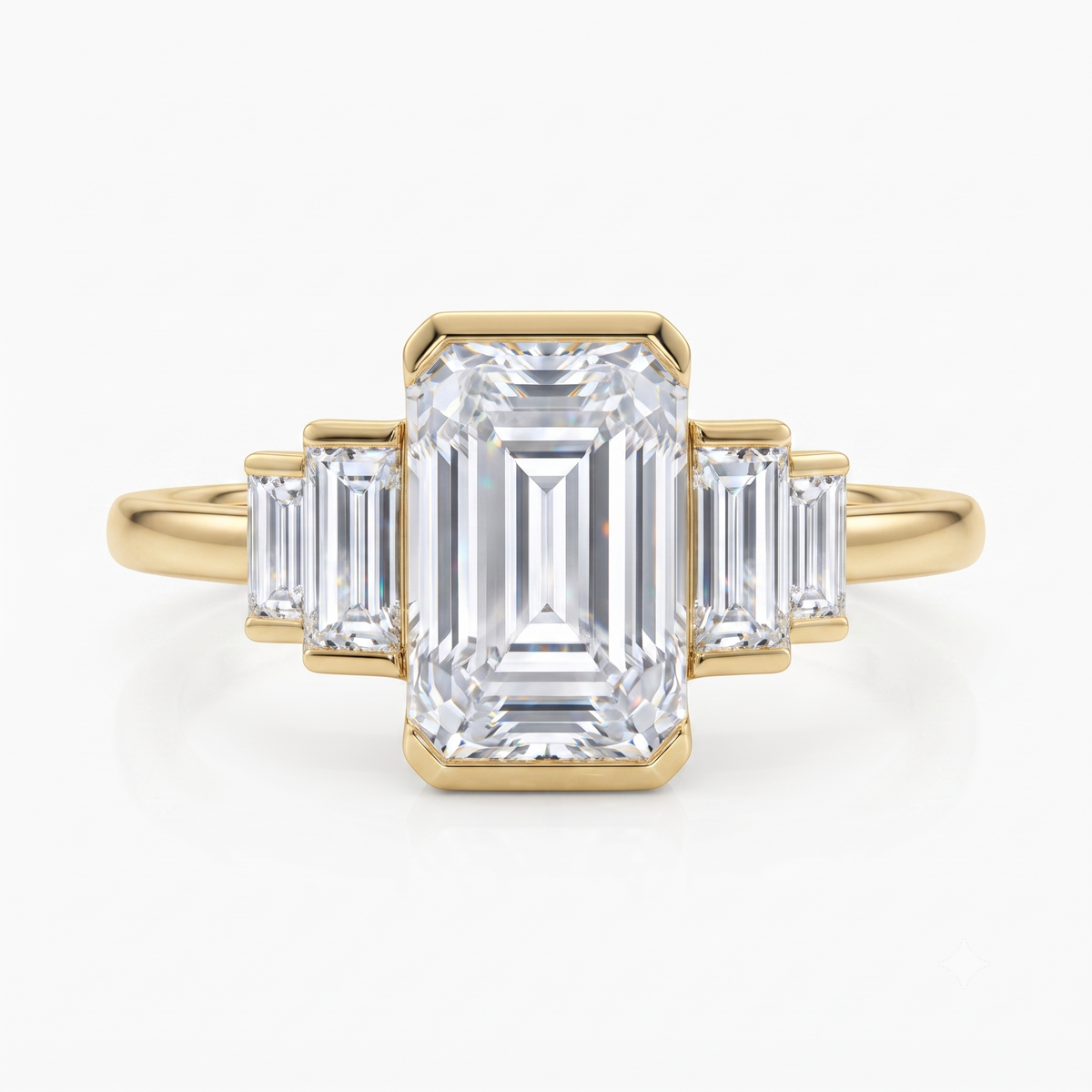 1.50 ct Five Stone Emerald Cut Lab Grown Diamond Engagement Ring