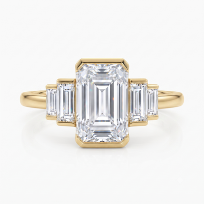 1.50 ct Five Stone Emerald Cut Lab Grown Diamond Engagement Ring