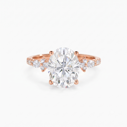 2.800 ct Vintage Oval Engagement Ring, 14K Solid Yellow Gold