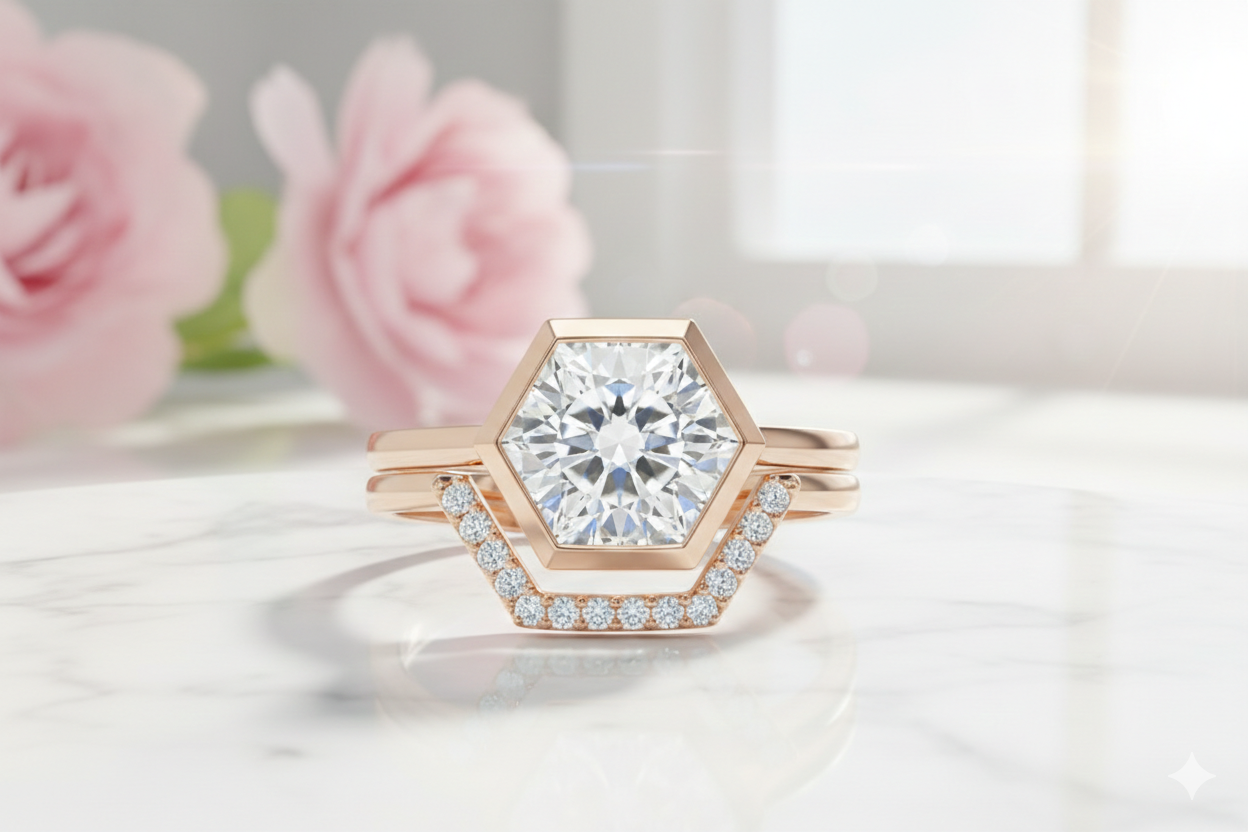hexagon cut diamond ring​

