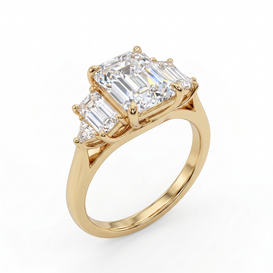 1.00ctw Three Stone Emerald Cut Lab-GrownEngagement Ring