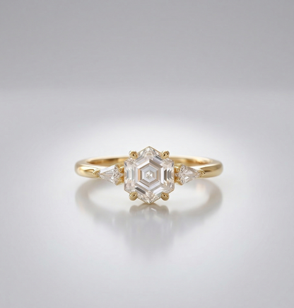 hexagon cut diamond engagement ring​

