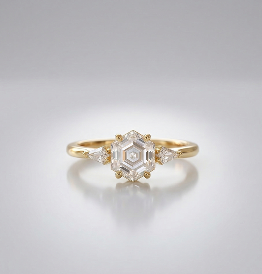 hexagon cut diamond engagement ring​

