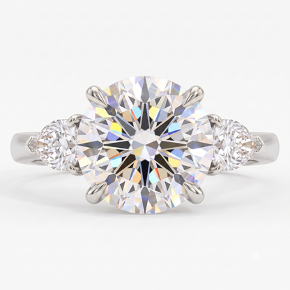 1.40ct Round Cut Lab Grown Diamond Three Stone Engagement Ring