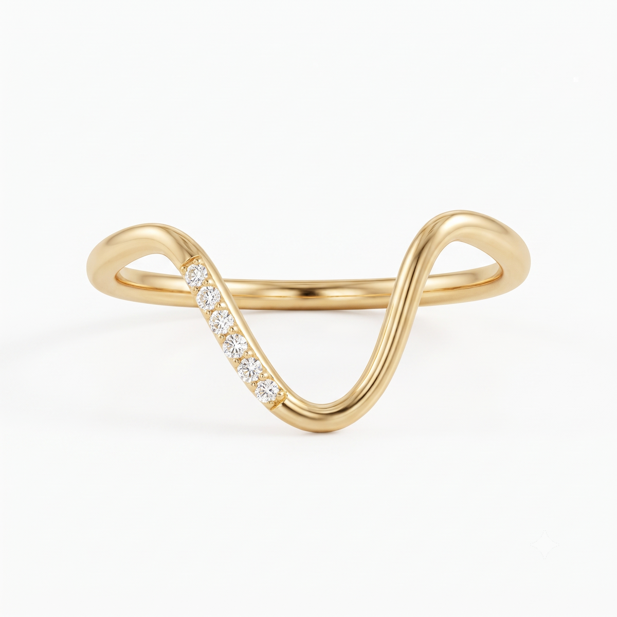0.073 ct Lab Grown Diamond V Shape Curved Wedding Band Ring