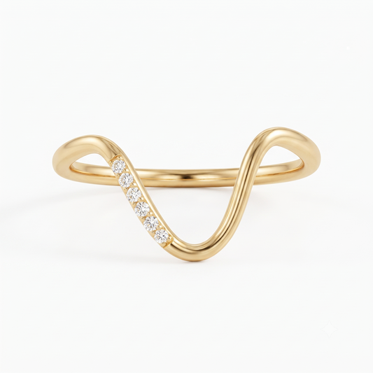 V shape lab grown diamond wedding band
