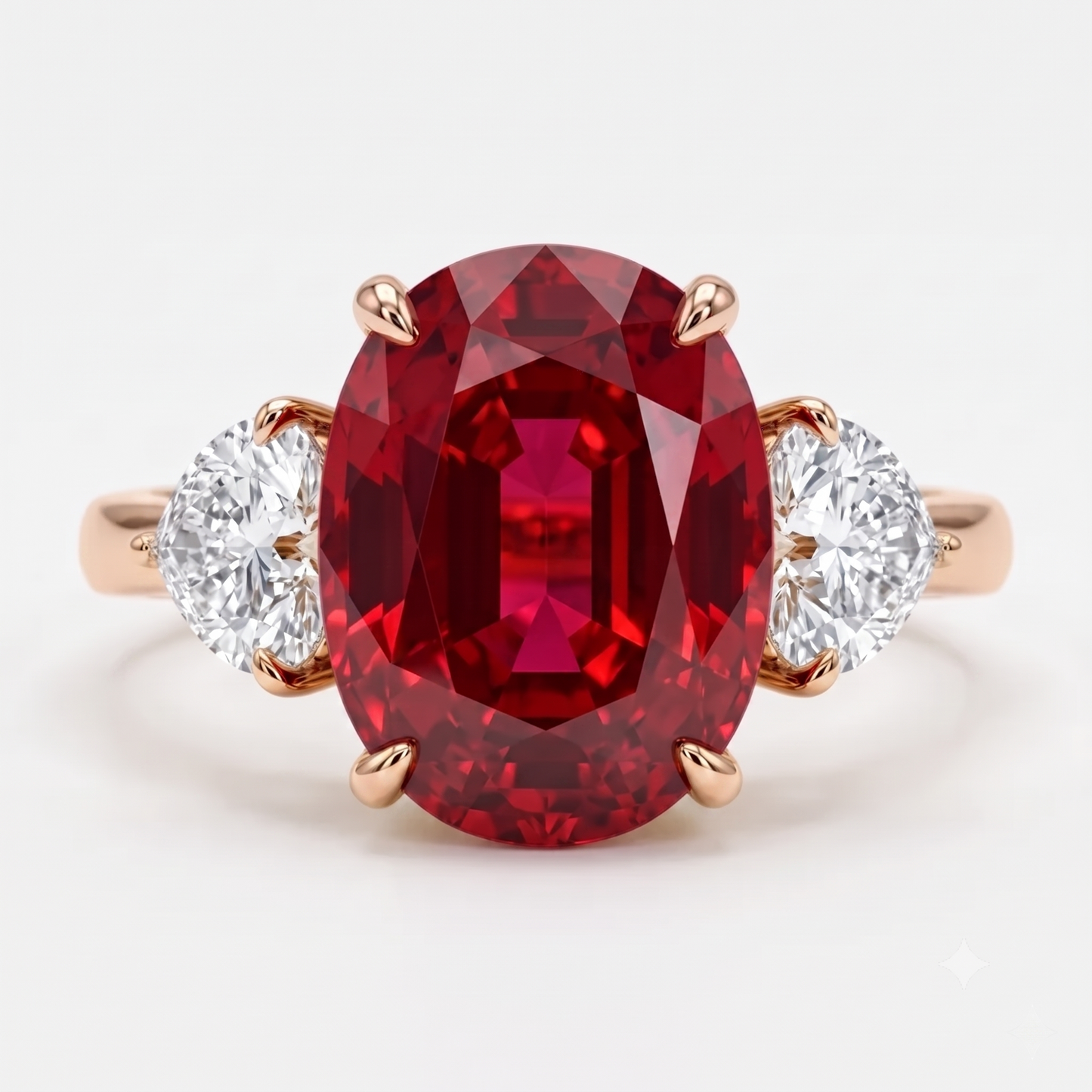 3.00 Carat Pink Elongated Cushion Cut Three Stone Reverse Tapered Lab-Grown Ring