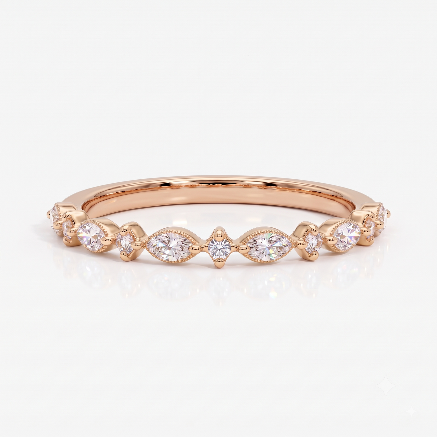 0.200 ct Marquise & Round Cut Lab Grown Diamond Eternity Band Ring