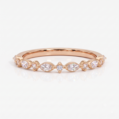 0.200 ct Marquise & Round Cut Lab Grown Diamond Eternity Band Ring