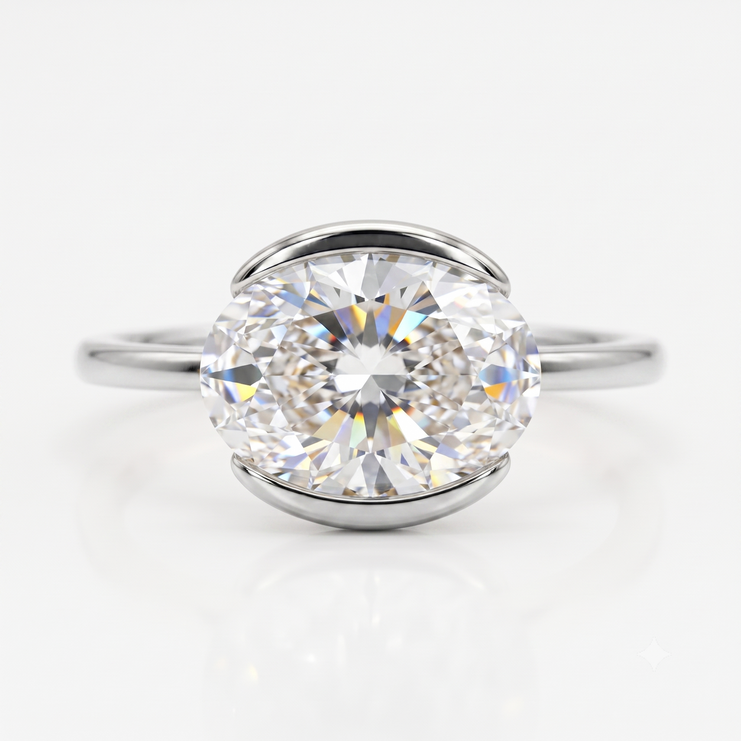 1.25 ct Oval Lab-Grown Ring -  Bezel Set Solitaire Engagement
