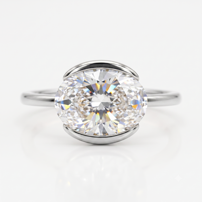 1.25 ct Oval Lab-Grown Ring -  Bezel Set Solitaire Engagement