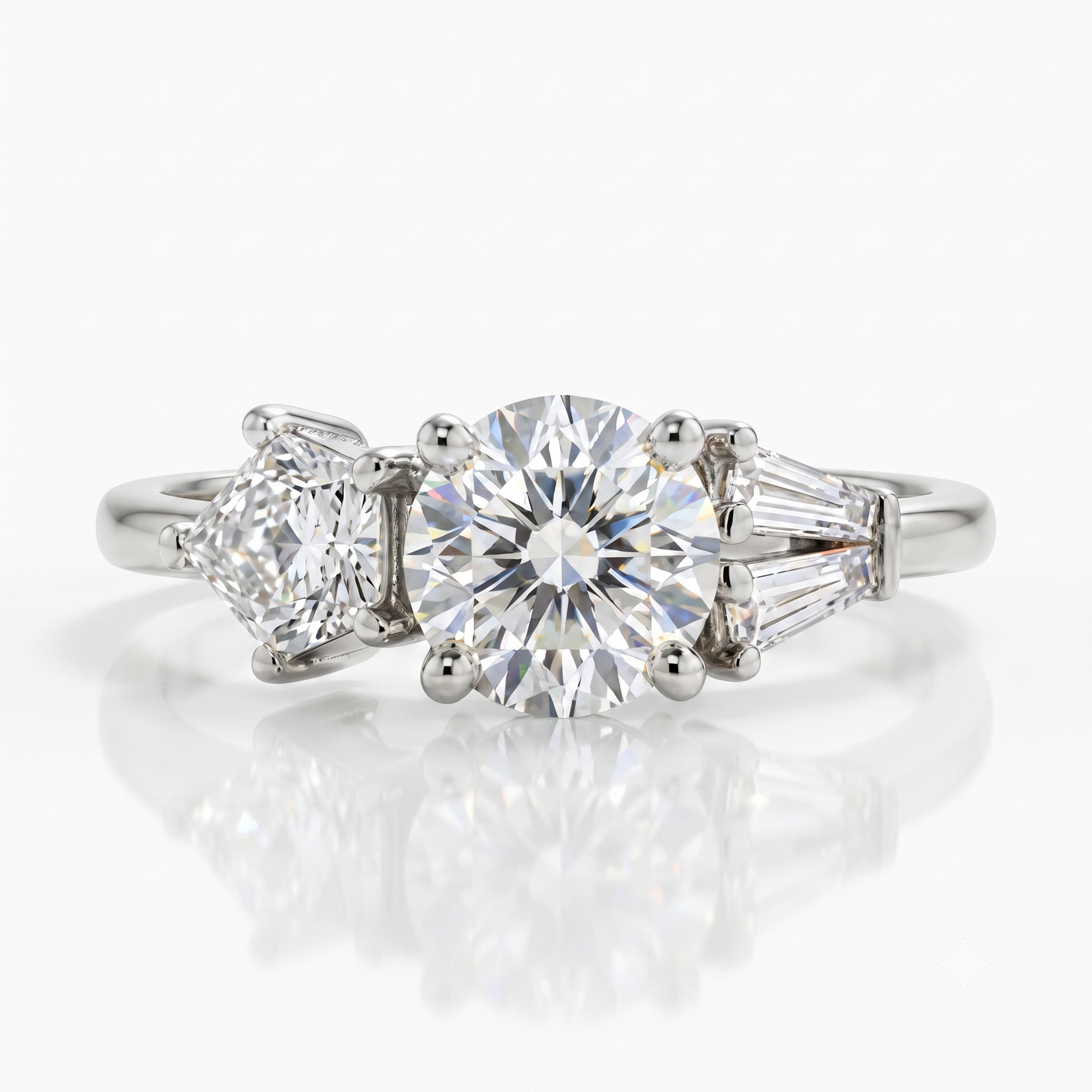 2.10 CT Three Stone Round Cut Lab-Grown Engagement Ring 14K Gold