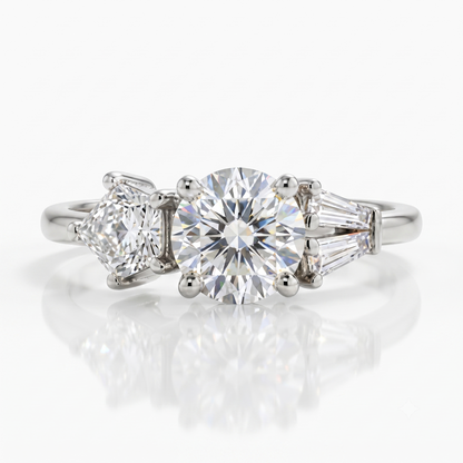 2.10 CT Three Stone Round Cut Lab-Grown Engagement Ring 14K Gold