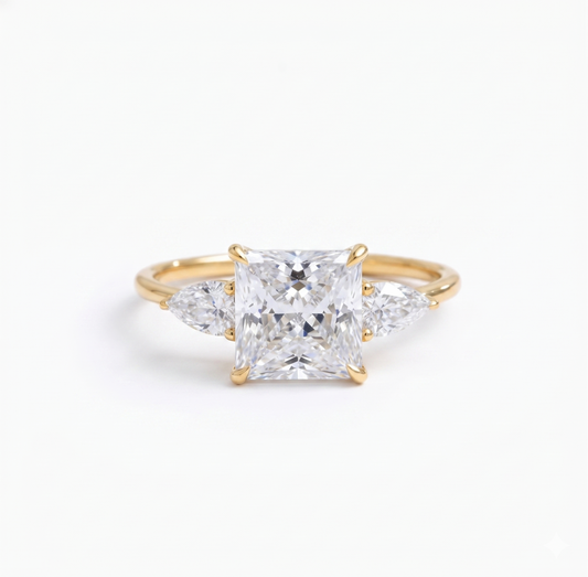 2.35 ct Princess Cut Lab-Grown Diamond Three-Stone Ring