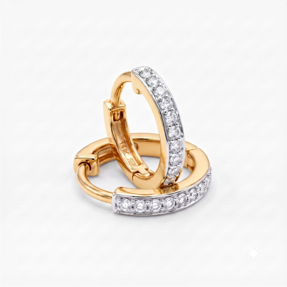 0.18 Ct Lab Grown Diamond Huggie Hoop Earrings | 14K Gold | Round Cut Diamonds