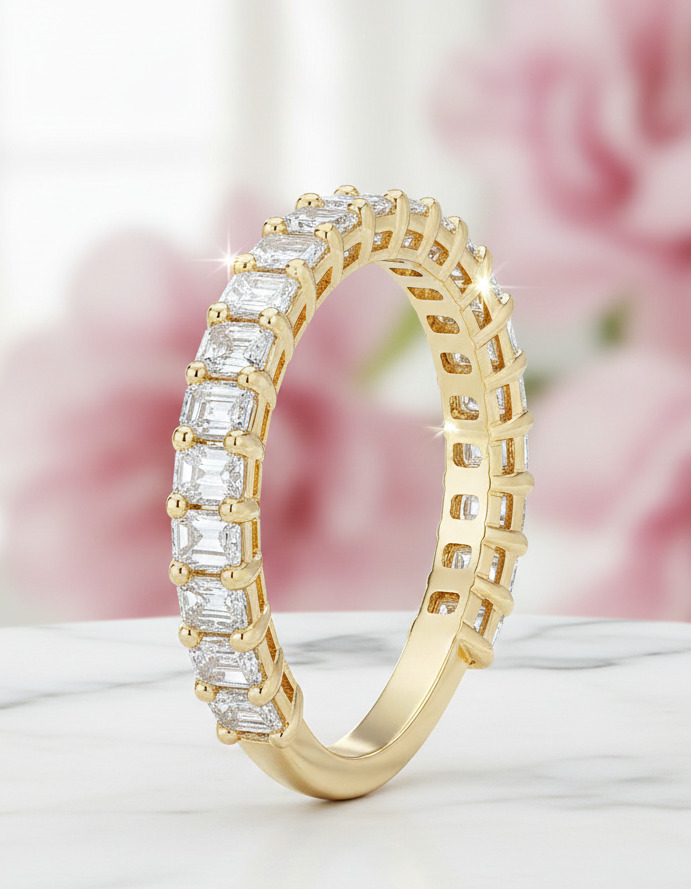 1.960 Ct Emerald Cut Lab-Grown Full Eternity Ring