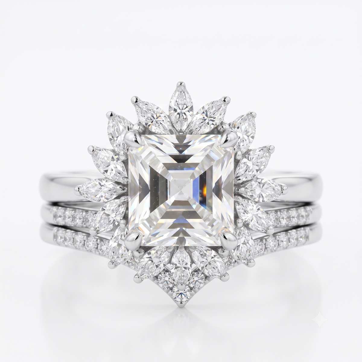 1.50 Ct Princess Cut Lab-Grown Engagement Ring Set