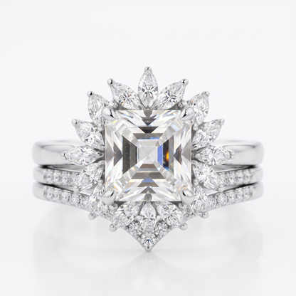 1.50 Ct Princess Cut Lab-Grown Engagement Ring Set