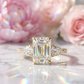 2.45 Ct Emerald Lab Grown Diamond Three Stone Engagement Ring