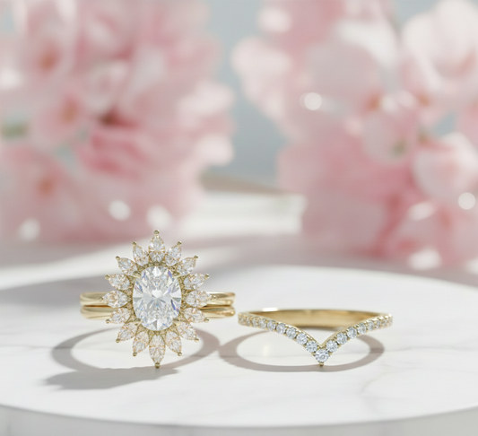 1.60 Ct Oval Lab-Grown Bridal Set – Vintage Oval Ring Set