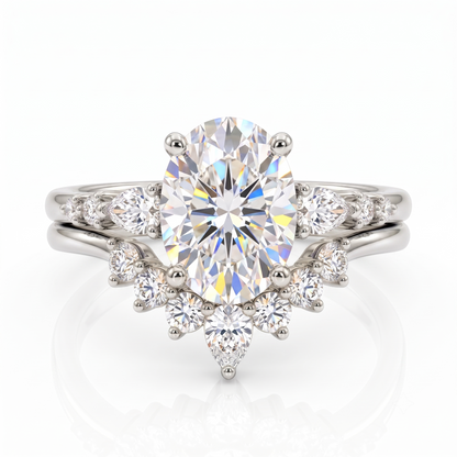 1.710 Ct Oval Cut Lab-Grown Bridal Set Engagement Ring Solid 14K Rose Gold