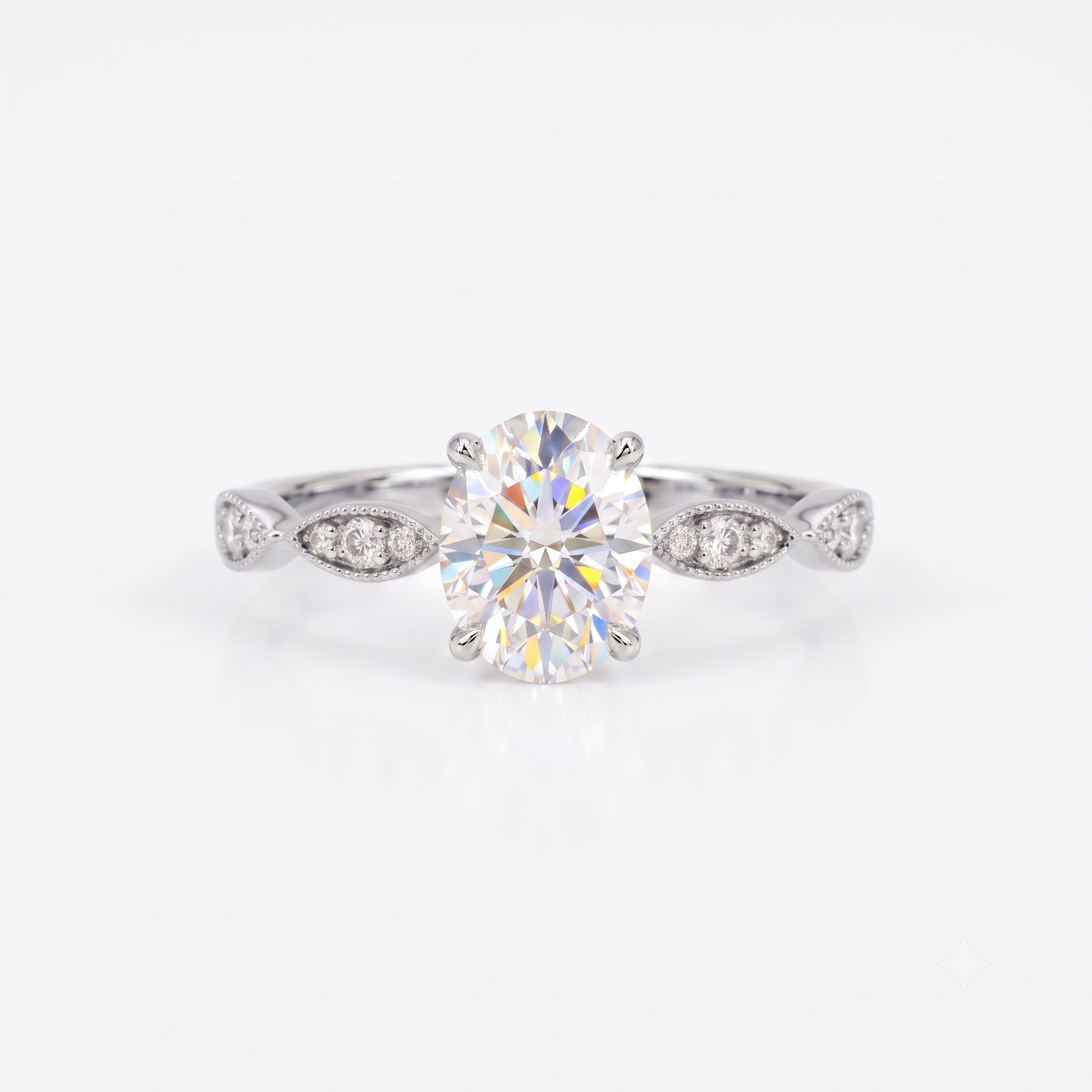 1.25 ct Oval Lab Grown Diamond Engagement Ring • Vintage Rose Gold Ring with Milgrain Detail