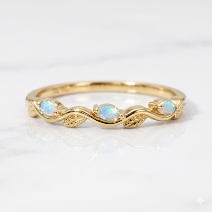 0.090ct Marquise cut Opal wedding band