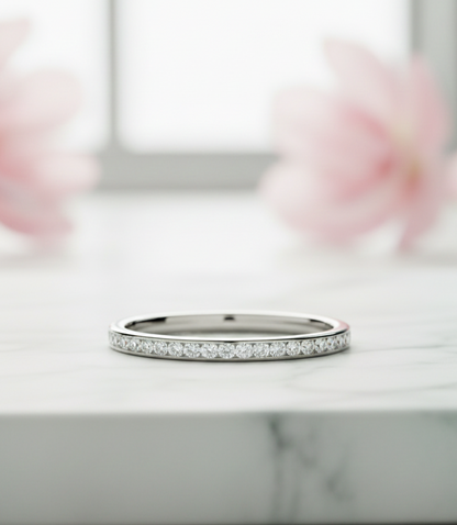0.180Ct Moissanite Wedding Band Channel Set Diamond Ring