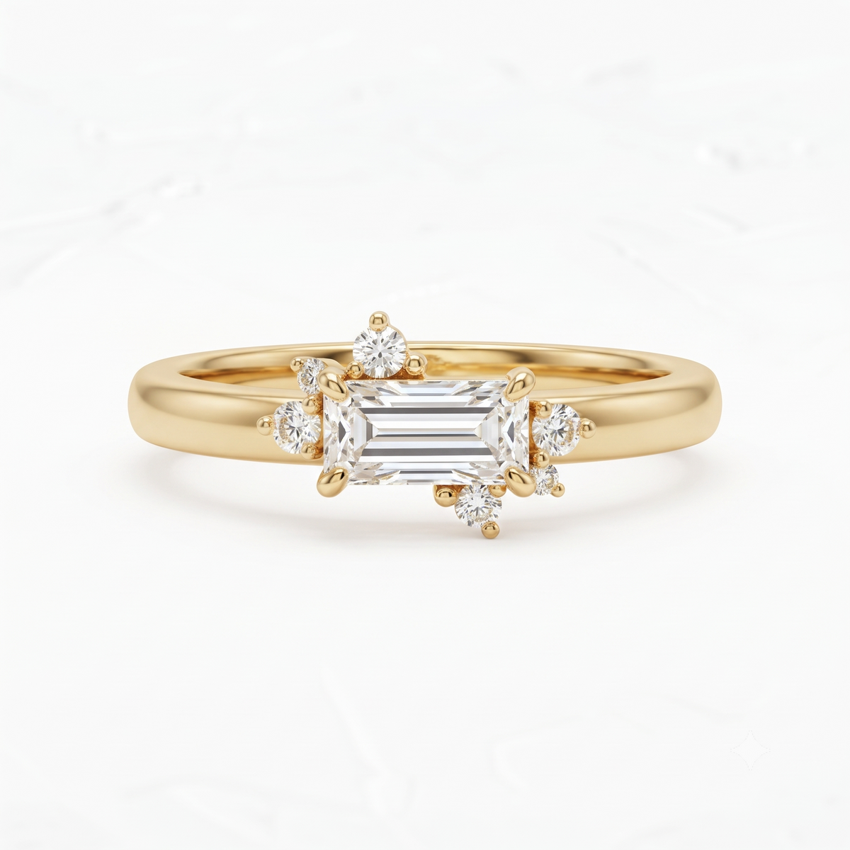0.300 ct Baguette & Round Cut Lab Grown Diamond Unique Wedding Band