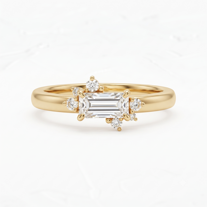 0.300 ct Baguette & Round Cut Lab Grown Diamond Unique Wedding Band