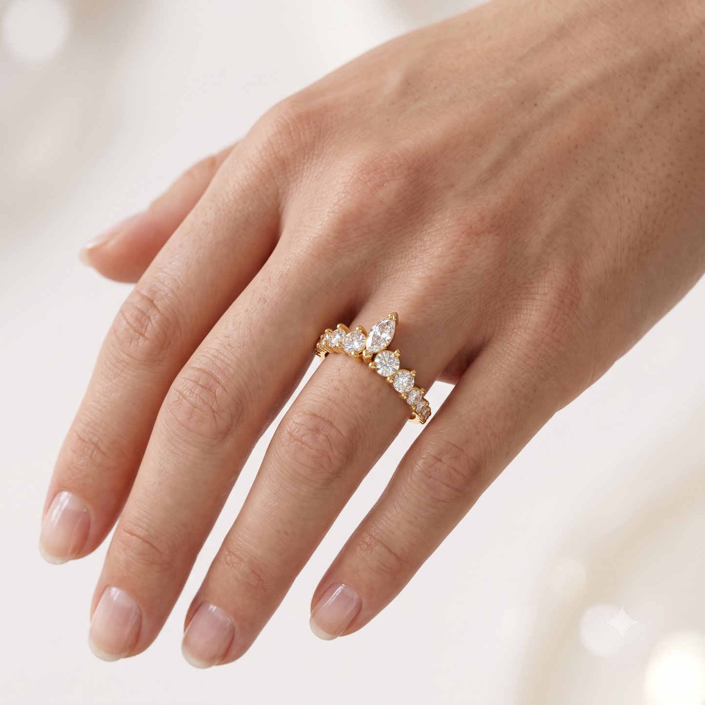 0.20 ct Marquise Lab Grown Diamond Curved Wedding Band