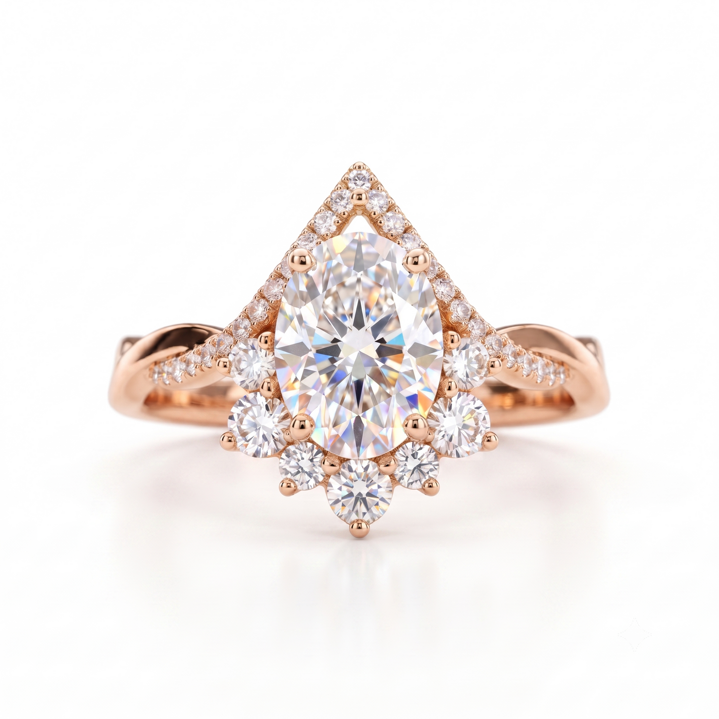 2.40ct Pear Cut Lab Grown Diamond Halo Engagement Ring, 14K Gold